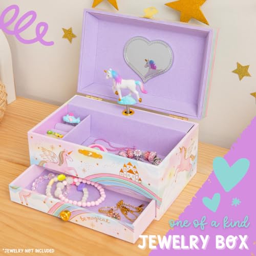 Giggle & Honey Unicorn Musical Jewelry Box for Girls - Dancing Unicorn with Mirror, Unicorn Gift for Girls, Birthday Gift for Kids, Ages 3-10