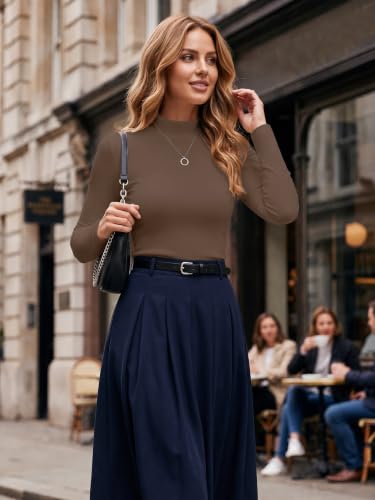 Ekouaer Women Mock Turtleneck Tops Long Sleeve Shirts Thermal Base Layer - image 2