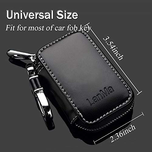LanMa Car Key Case Holder Leather Car Key Chain Bag Car Remote Key Fob For Car Keychain Zipper Bag - Image 5