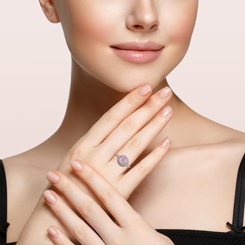 2CT Radiant Cut Engagement Rings for Women,Blue/Green/Pink/Yellow Color Gemstone High Carbon CZ Rings,Cubic Zirconia Promise Ring for Her 925 Sterling Silver with 18K White Gold Plated4