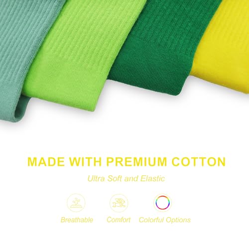 Unisex Colorful Thin Cotton Socks Quarter Length Breathable Crew Socks (4- Pair) Men 8.5-11 Women 9-123