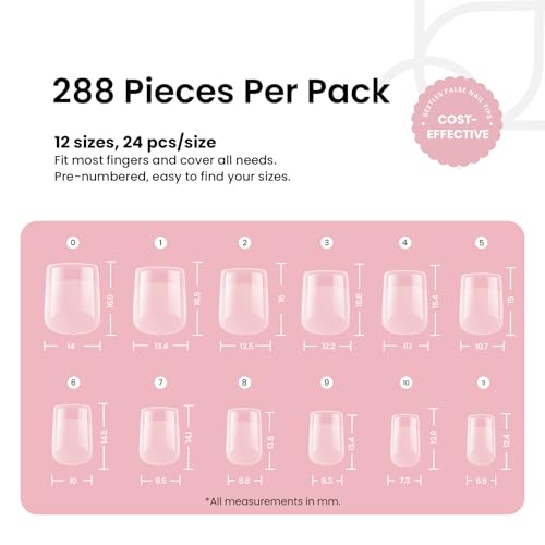 Image of Beetles Gel Nail Tips 288Pcs Extra Short Square Etch-X Fake Nails