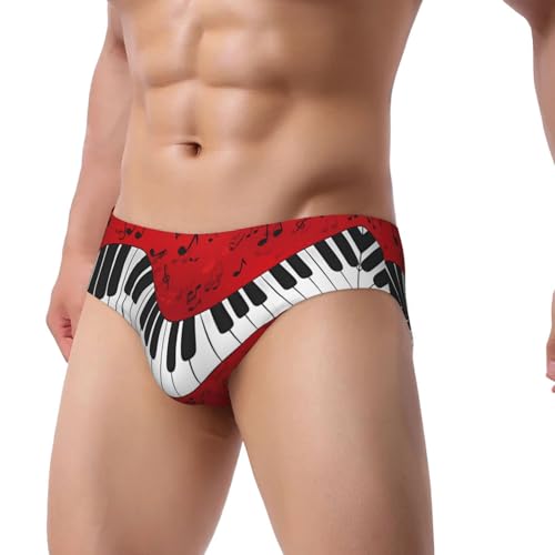 Men'S Triangle Briefs Piano Scores In Red Soft Comfortable Underwear Panties Briefs Underwear For Men