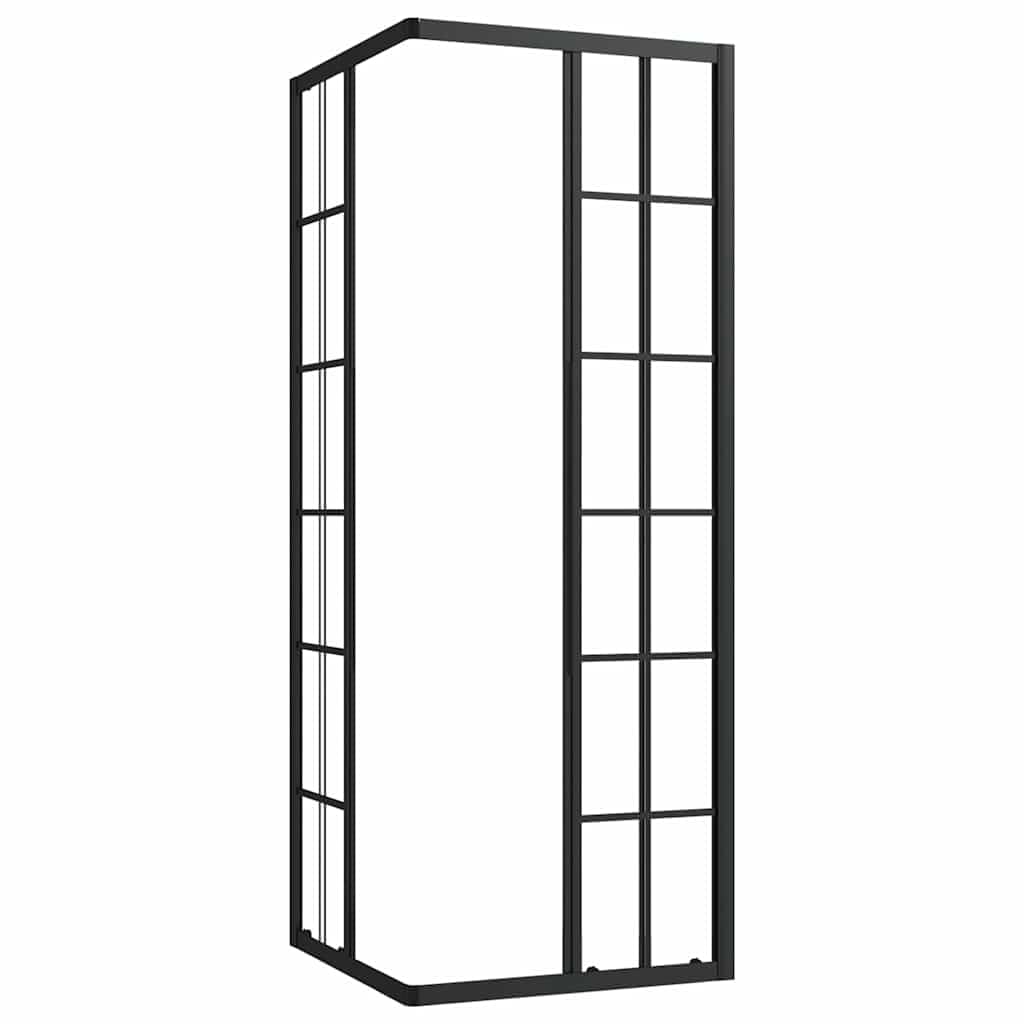 Kabina prysznicowa ESG 80 x 80 x 180 cm z profilem aluminiowym i czarnym nadrukiem rastrowym, przezroczyste szkło, kabina prysznicowa z drzwiami wahadłowymi, w zestawie materiał montażowy do