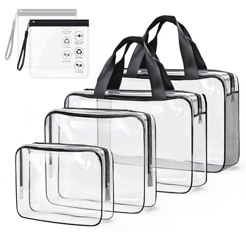Sweelov Transparente Kulturtasche, 4 Stück Verdickte Wasserdicht PVC Kosmetiktasche Durchsichtig,Transparent Make-up Tasche Flüssigkeiten Beutel Handgepäck-Reisezubehör für Familie, Student, Reisender