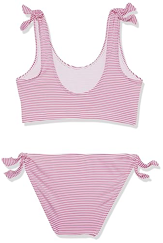 Snapper Rock Girls' Raspberry Stripe Tie Crop Bikini (Little Big Kids)2