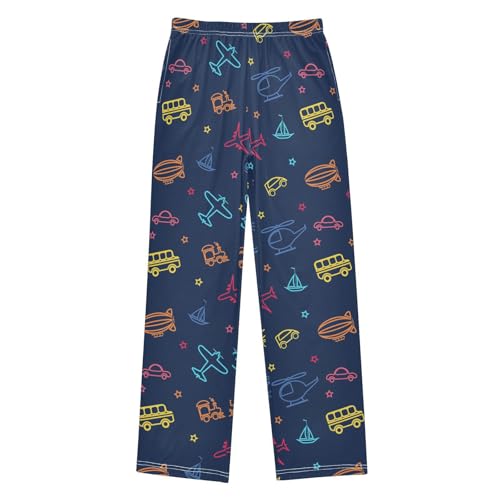 ZZXXB Helicopter Train Boys Long Pants Soft Trousers Elastic Waist Kids Lounge Bottoms with Pockets S-XL