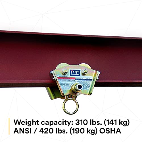 Image of 3M DBI-SALA 2103143 Trolley For I-Beam For Use W /Self Retracting Lifeline (Fits Beam Flanges 3 inch-8 inch In Width Up To 11 /16 inch Thick), Gold