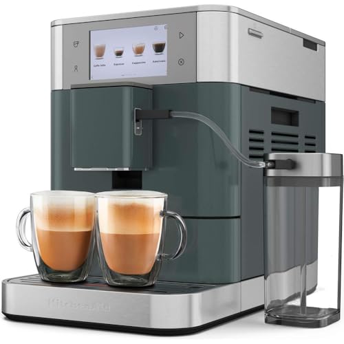 KitchenAid Kaffeevollautomat Maschine I KF8 I Heißgetränke von Espresso bis Cappuccino I 40 voreingestellten Getränken, automatischem Aufschäumen und Erwärmen von Milch I mit Milchbehälter (Juniper)