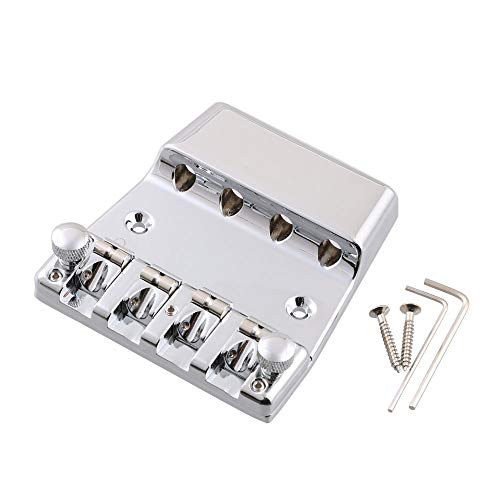 LYWS Zinc Alloy 4 String Bass Bridge Tailpiece Chrome