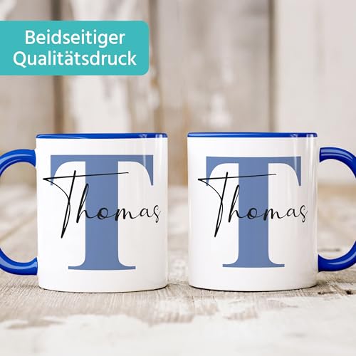 SpecialMe® Namenstasse personalisierte Kaffee-Tasse mit Namen und Buchstabe persönliche Geschenke Buchstabentasse Weiss-blau Keramik-Tasse – Ansicht 3