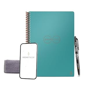Rocketbook Core Reusable Spiral Notebook, Executive Size 6×8.8, Teal – Lined Pages, App-Connected, Erasable, Durable Cover, Ideal for School, Work, and Creative Projects