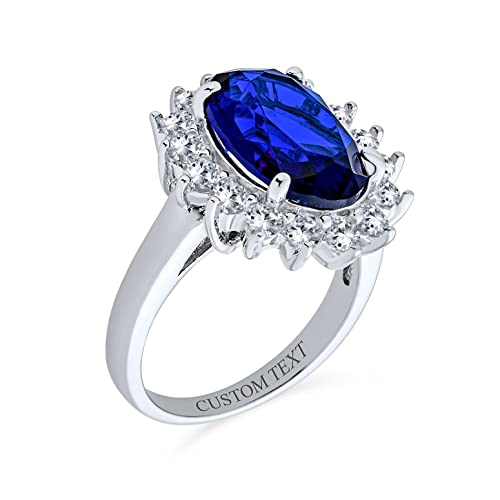 Personalize Vintage Style 5-7 Karat Crown Halo Oval Cubic Zirconia Simulated CZ Yellow Royal Blue Sapphire Engagement Ring .925 Sterling Silver Customizable3