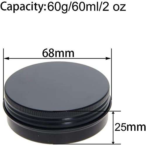 Image of Othmro 10pcs 2oz Metal Round Tins Aluminum Tin Cans Containers with Screw Lid, 68 * 25mm(DxH) Black tin cans for Salve, Spices, Lip Balm, Tea or Candies 60ml