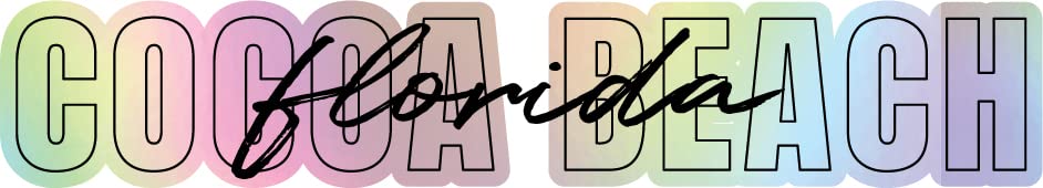 Cocoa Beach Florida Souvenir Vinyl Decal Sticker Holographic Script Design 2 Inch