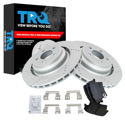 Image of TRQ Performance Rear Brake Pad and Rotor Set Semi Metallic G Coated Rotors | For 2017-2018 Dodge Challenger 2012-2019 Charger