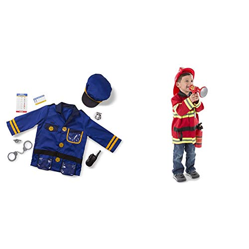 Melissa & Doug 96019 Police Officer Role Play Set, Ages 3-6 Years, Multicolor & Fire Chief Role Play Costume Set