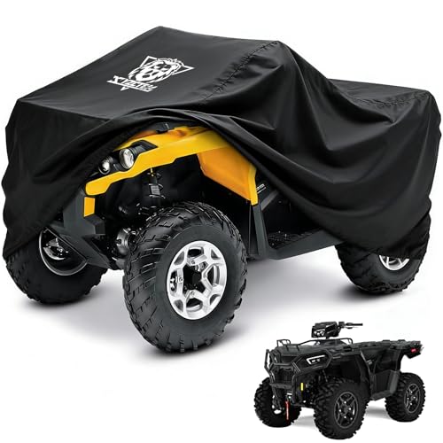 XYZCTEM Waterproof ATV Cover, Heavy Duty Black Protects 4 Wheeler from Snow Rain or Sun, Large Universal Size Fits 103 inch for Most Quads