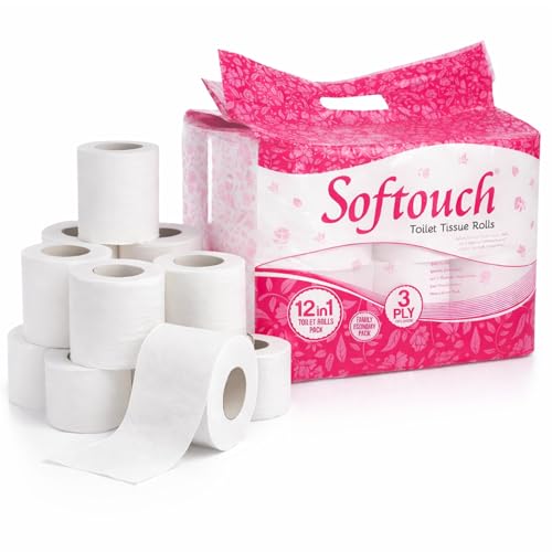 Toilet Tissue Roll 3 Ply Toilet Paper Family Pack 12 Rolls, Made with High GSM Paper Super Absorbent | Soft on Skin | 100% Virgin Paper | Ideal for Ho
