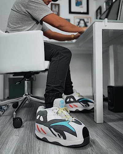 Banned Goods Grey WAVE Sneaker Slippers for Men & Women | Hypebeast House Slippers | Premium Plush Comfort, One-Size 6-124