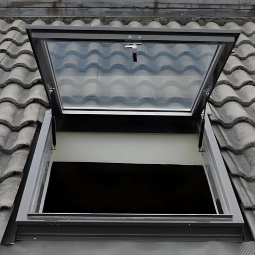 Fenêtre de Toit panoramique, fenêtres en Aluminium Multi-Angles, Double vitrage, Trappe de Toit pour Grenier/sous-Sol (L x l 90 x 85 cm)