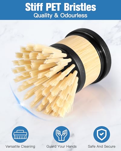 Image of Dish Brush, Palm Brush Dish Scrubber with Comfortable Grip for Dishes Kitchen Sink Scrubbing, 2Pcs