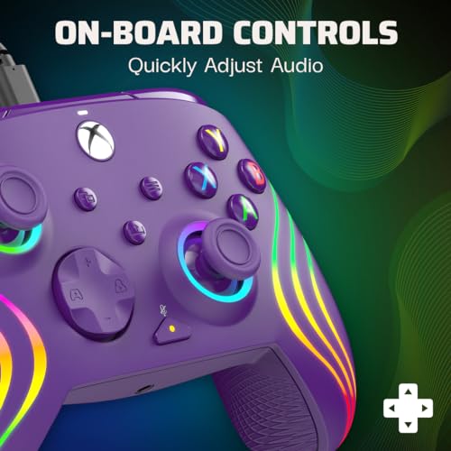 Image of PDP Gaming Afterglow Wave Enhanced Wired Controller for Xbox Series X|S, Xbox One, Windows 10 /11 PC, Advanced Programmable Gamepad, Customizable Lighting, Licensed by Microsoft, Companion App: Purple