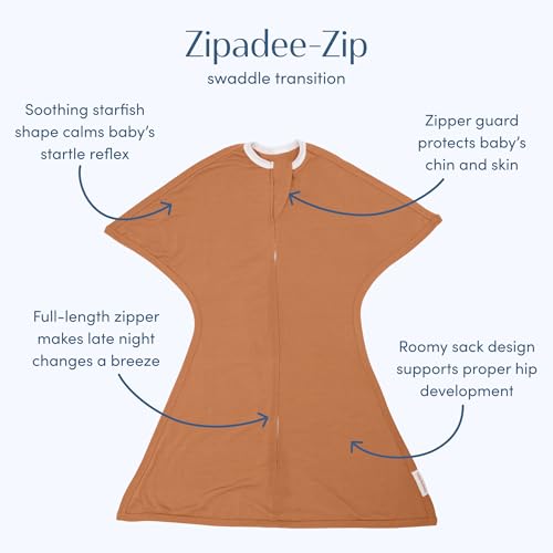 Image of SleepingBaby Zipadee-Zip Transition Swaddle - Cozy Baby Swaddle Blanket with Zipper Convenience - Roomy Wearable Blanket for Easy Diaper Changes - Spice, Small (4-8 Month)