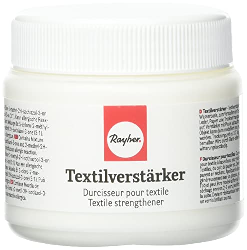 Rayher Hobby 34504000 Textilverstärker, Dose 150 ml, Textilversteifer zum Versteifen von Stoffen, Kleidung, Wolle, Leder, Papier usw.