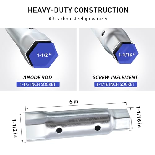 Image of 2 PK RV Water Heater Element Wrench Socket(screwdriver included), Dual Anode Rod Hex Wrench Removal Tool,1-1 /16 in x 1-1 /2 in x 6 in Hex Socket for All RV Camper Travel Trailer Motorhome & Residential