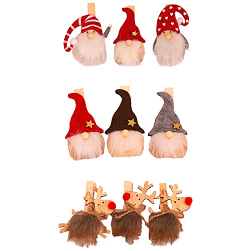 Mobestech 9 Pièces Mini Pinces À Wapiti Épingle À Thème Clips Suédois pour Pinces À Linge en Bois Carte Bannière Petit Renne Artisanat Clip Art Pince À Linge Vêtements en Peluche Cheville Cover
