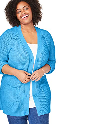 Woman Within Women's Plus Size Long-Sleeve Shaker Cardigan Sweater - 4X, Banana Yellow #TOP4
