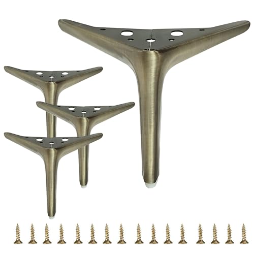 Juego de 4 patas de metal de latón para muebles de 7 pulgadas, patas de muebles de estilo moderno, repuesto para soporte de TV, sofá, silla, armario