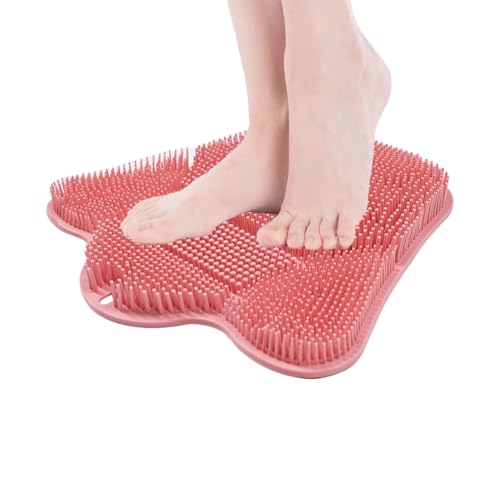 Tapis de douche en silicone frotte-pieds et dos à ventouses pour bain