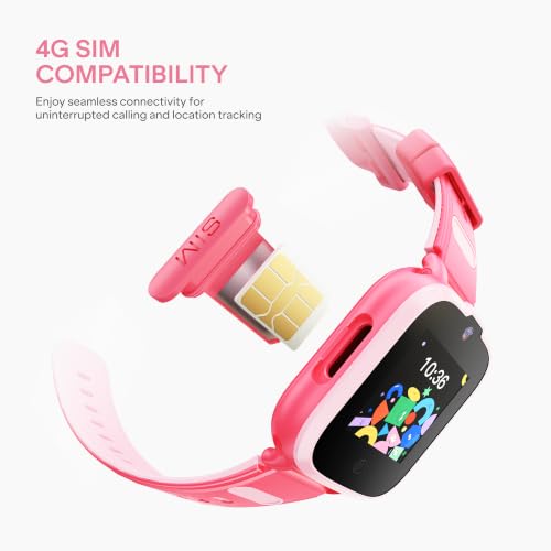 Image of boAt Sailor Nav Kids Smartwatch with 2-Way Video & Voice Calling, Real Time Location Monitoring via Google Maps, Geofencing, 4G SIM Compatible, Parental Control, SOS, Smartwatch for girls (Fairy Pink)