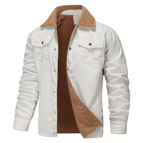 Veste épaissie militaire d'hiver homme à col laine et doublure Sherpa chaude