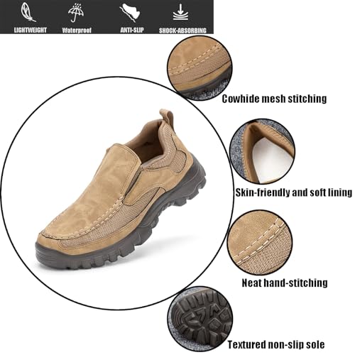 Men Genuine Leather Breathable Arch Support Loafers Soft Comfortable Slip On Business Dress Shoes Daily Non-Slip Driving Walking Shoes3