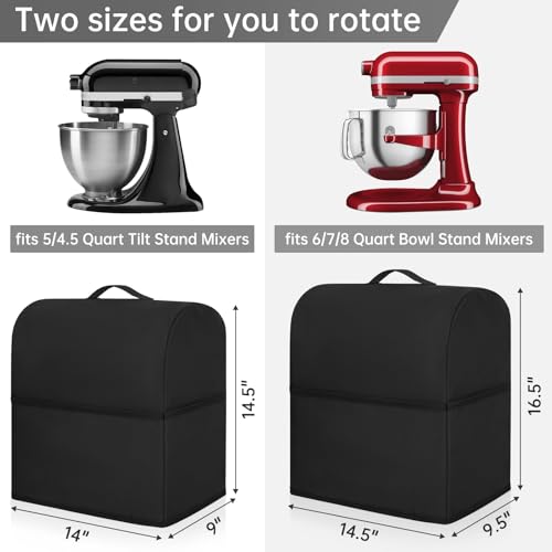 Image of Stand Mixer Dust Cover Compatible with Kitchenaid 6 /7 /8 Quart Bowl Lift, Water-resistant Kitchen Aid Mixer Cover with 3 Pockets for Accessories (Black)