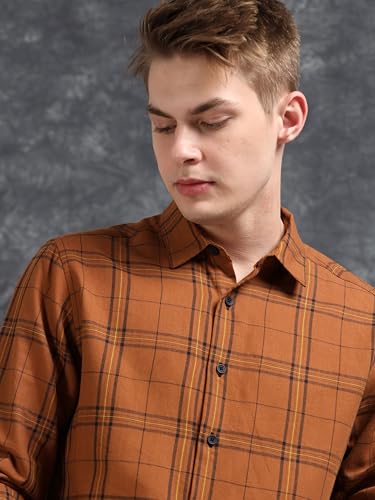 Image of StitchX Men's Full Sleeve Checkered Casual Spread Collar Cotton Shirt