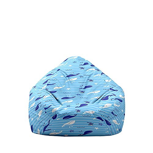 Fasbuy Puff 3D Dibujos Animados, Puff Gigante sin Relleno, Salon Bean Bag para Almacenaje, Puf Sofa de Color para Adultos y Niños Exteriores y Interiores (Azul Cielo,100x120cm)