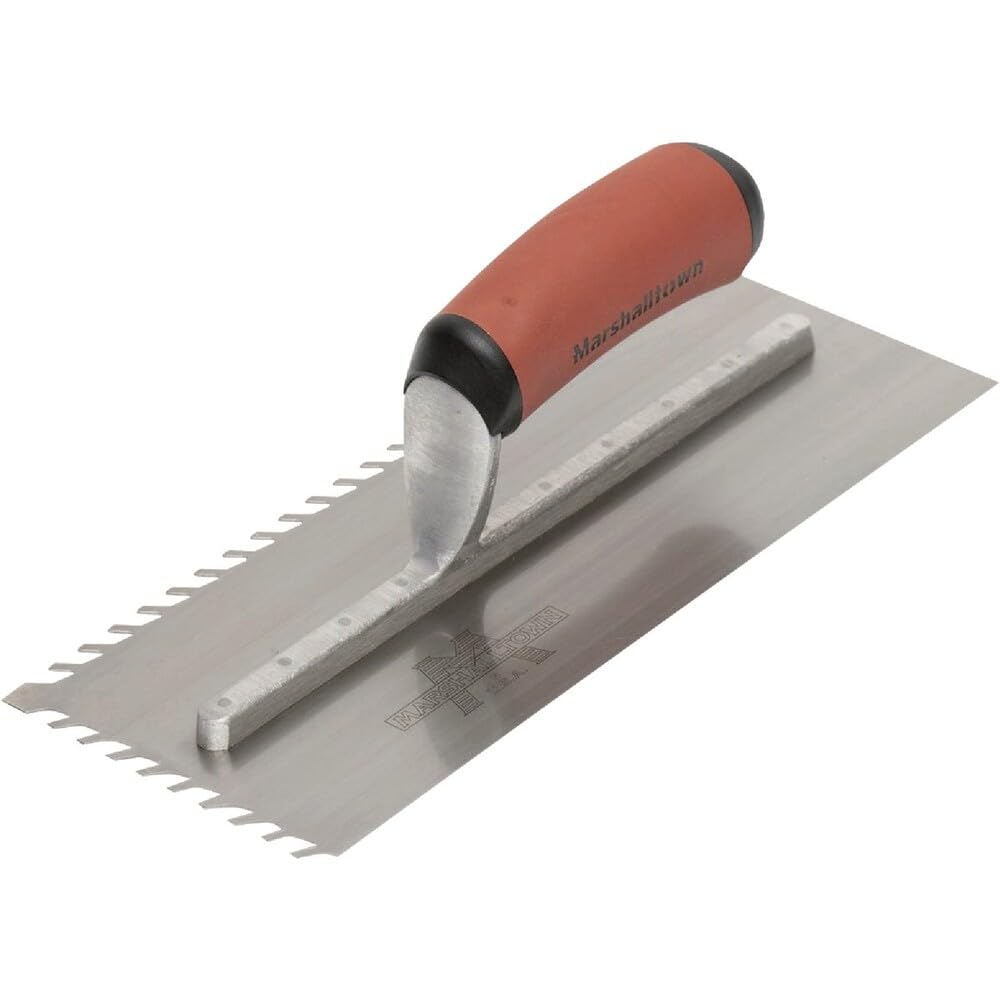 Marshalltown Lay Flat llana dentada, muesca 6 mm, acero al carbono, mango Durasoft, tamaño: 279x114 mm