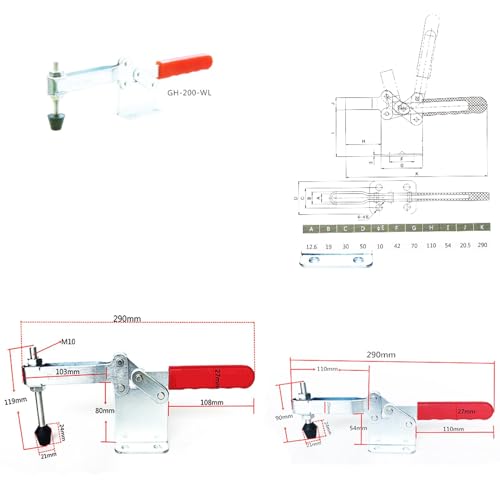 TopHomer Toggle Clamp, 880 lbs Holding Capacity, Quick Release Horizontal Clamps, Antislip Rubber Pressure Tip for Woodworking Jigs and Fixtures, Welding, Drill Press, Crosscut Sled-GH-200-WH
