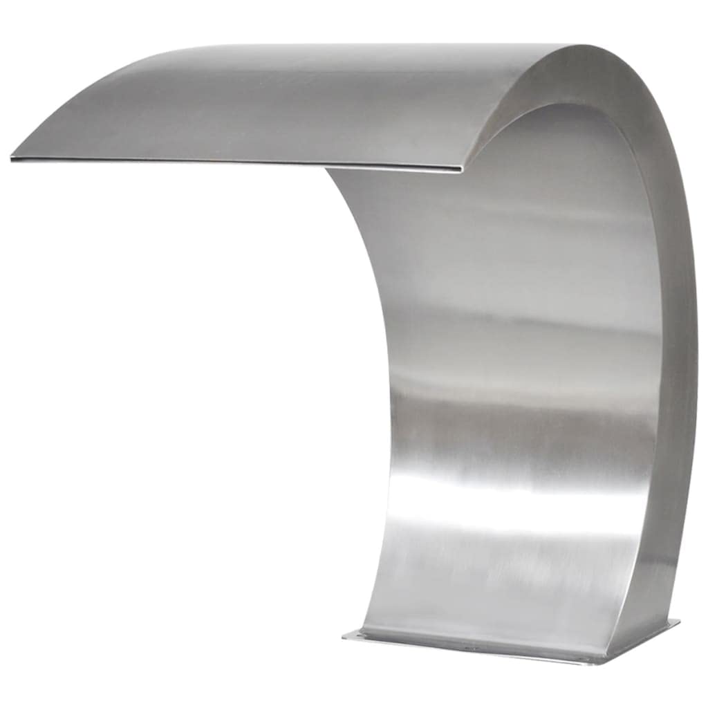 IKAYAA Fuente Cascada de Acero Inoxidable para Piscina, Fuente Jardin SPA, Fuentes de Piscina o Jardín de Plata, Diseño Curvo, Tamaño de 45x30x60 cm