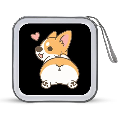 CDケース 面白い コーギー ハート 犬 DVDケース CD/DVD収納バッグ ディスクケース CD収納ボックス 40枚収納 Blu-rayケース メディアケース 両面収納 おしゃれ 防水 大容量 小型 持ち運び便利 薄型 ファスナー付 旅行 自宅