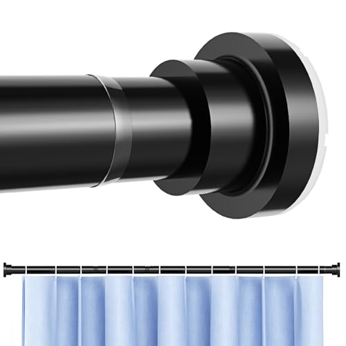 Abiglifty Shower Curtain Rod (87.3-96.9inch) Adjustable Curtain Rod Tension Tension Rod Shower Rod for Bathroom No Drilling Non-Slip Rustproof Telescopic Black&White
