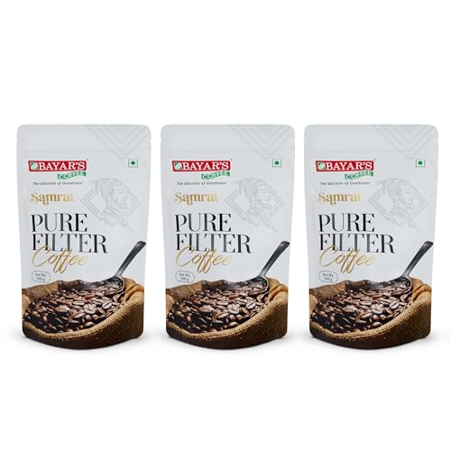 Image of Bayar's Coffee Samrat Filter Coffee Beans 500g | Authentic South Indian Blend with 100% Coffee Without Chicory | Freshly Roasted for Rich Aroma & Taste - Pack of 3