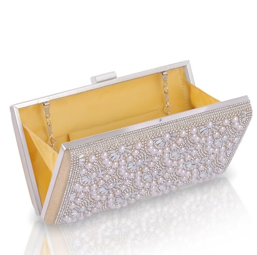 Image of Evening Clutch Pearl Purse for Women, Party Clutches Bag Wedding Formal Handbags
