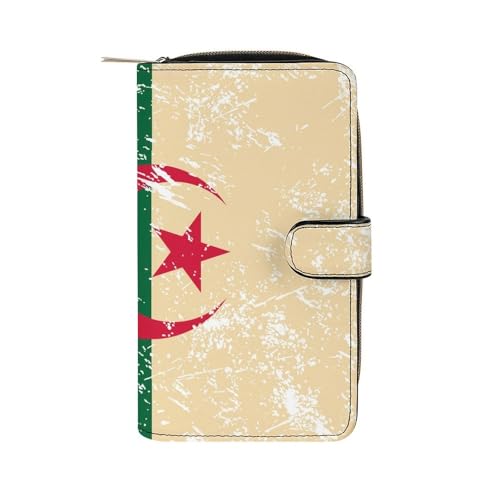 Vintage Algeria Flag Long Wallet for Women Men Purses Coin Pouch Credit Card Holder Organizer