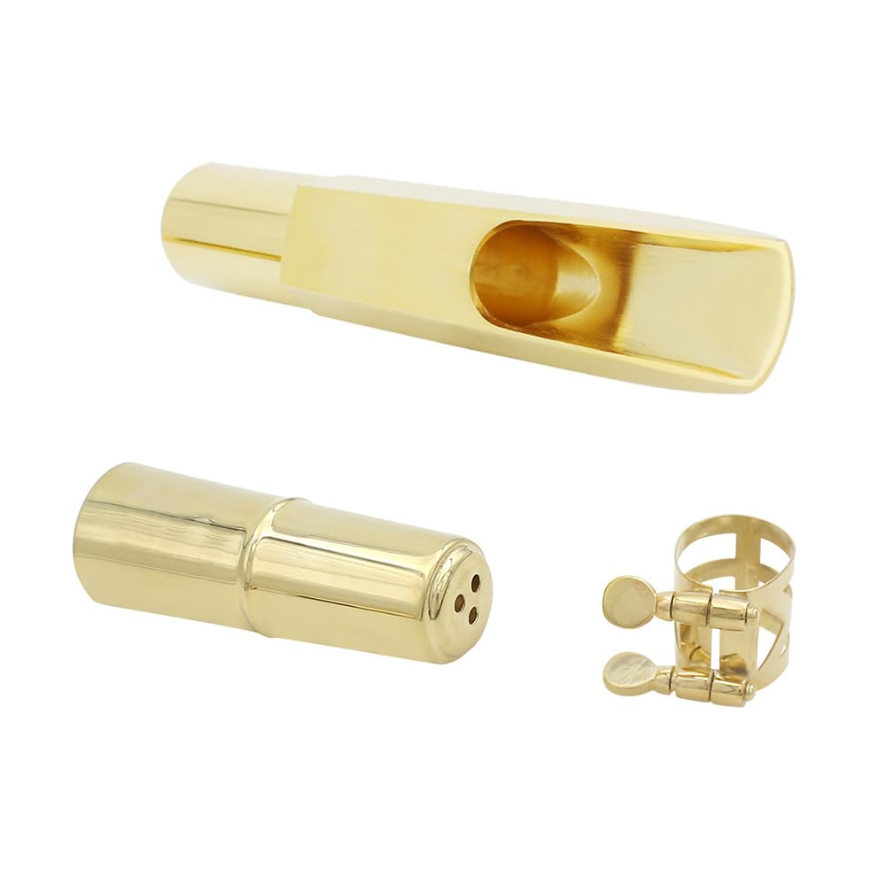 El kit de boquilla para saxofón alto incluye boquilla de saxofón de latón y metal, clip de ligadura para saxofón