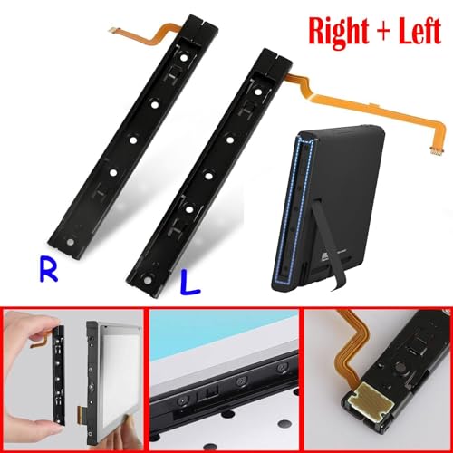 Eaglewireless Left and Right Slide Rail for Nintendo Switch Console Slide Rail Bar Replacement with Flex Cable for NS Nintendo Switch Console Rebuild Track Accessories Repair Parts (With 10Screws)